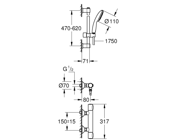 Термостат для душу з душовим гарнітуром Grohe Precision Flow 34800001