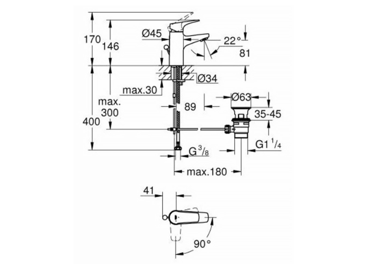 Смеситель для раковины Grohe Start Flow 23769000 M-Size