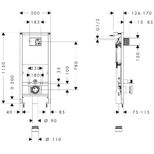 Инсталляционная система Hansgrohe iFrame Universal 01022180