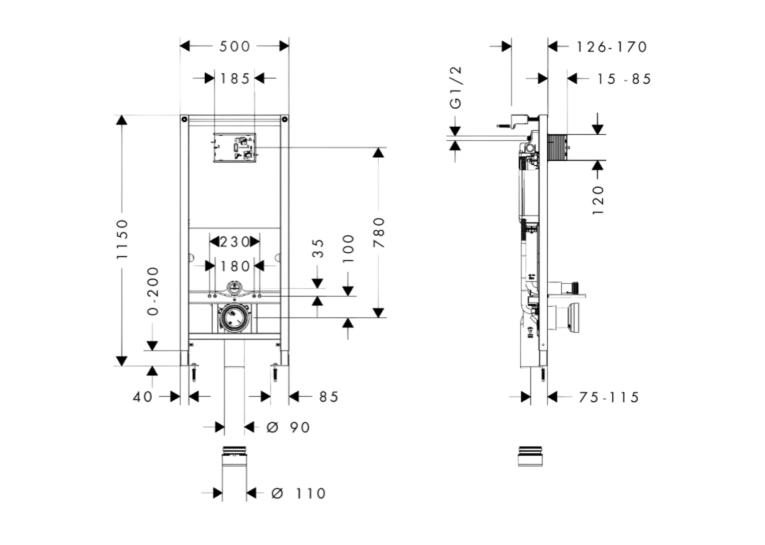 Інсталяційна система Hansgrohe iFrame Universal з клавішею Arena Cosmopolitan, 01022180