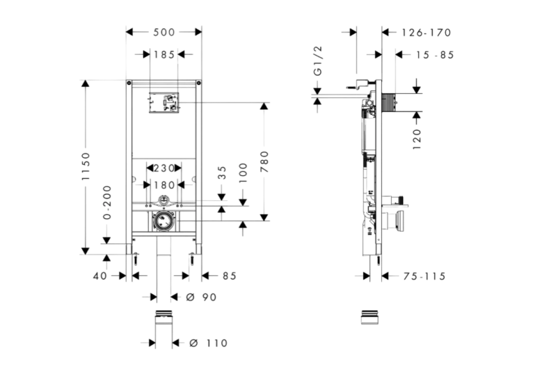 Інсталяційна система Hansgrohe iFrame Universal з клавішею Arena Cosmopolitan, 01022180