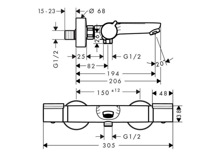 Термостат для ванни Hansgrohe Versostat, 15348000