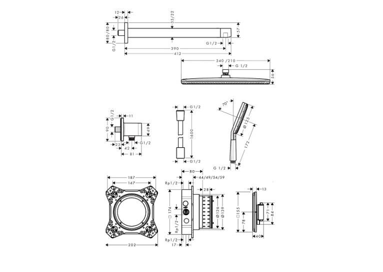 Душевая система скрытого монтажа Hansgrohe Raindance Alive Q 210/340 1jet, 24620000 Chrome