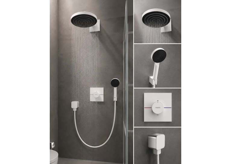 Душова система прихованого монтажу Hansgrohe ShowerSelect Comfort E HighFlow, Matt White 15574700+01800180+24150700+24301700+26457700