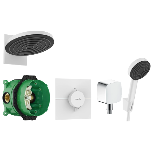 Душевая система скрытого монтажаHansgrohe ShowerSelect Comfort E HighFlow, Matt White 15574700+01800180+24150700+24301700+26457700