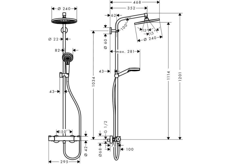 Душевая система Hansgrohe Crometta S 240 1jet Showerpipe (27267000 )