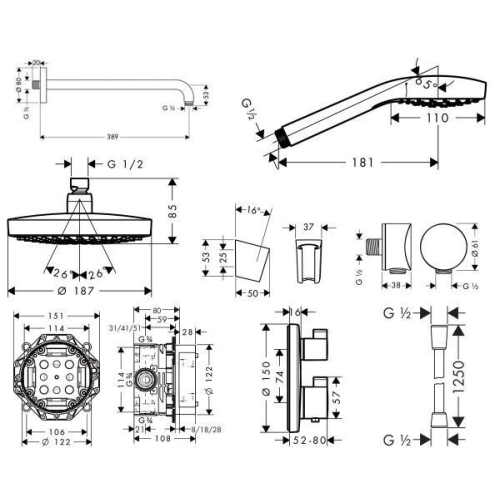 Душевой набор HANSGROHE ShowerSet Croma Select S/Ecostat S (27295000)