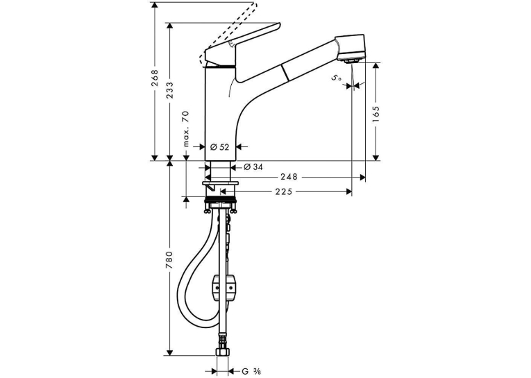 Змішувач для кухні одноважільний Hansgrohe Status 32850000