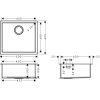 Кухонная мойка Hansgrohe S719-U450 под столешницу 500х450 Stainless Steel 43426800