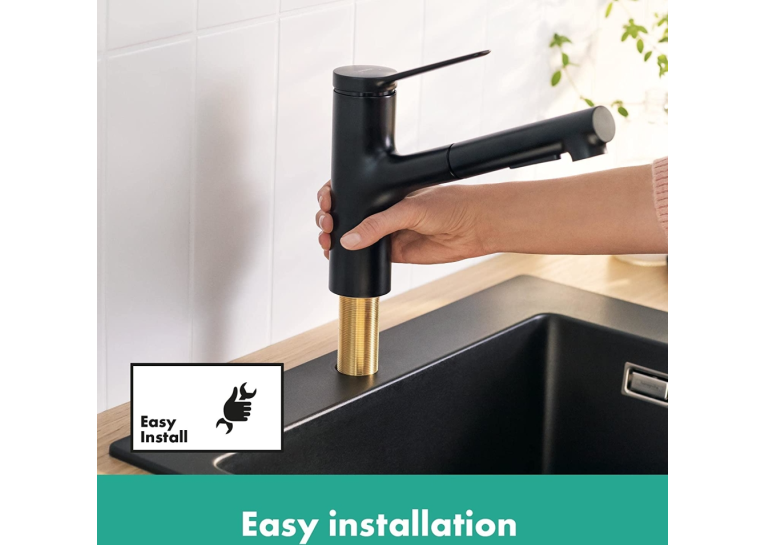 Смеситель кухонний Hansgrohe Zesis M33 150 1jet Matt Black 74802670 (Повреждённая упаковка)