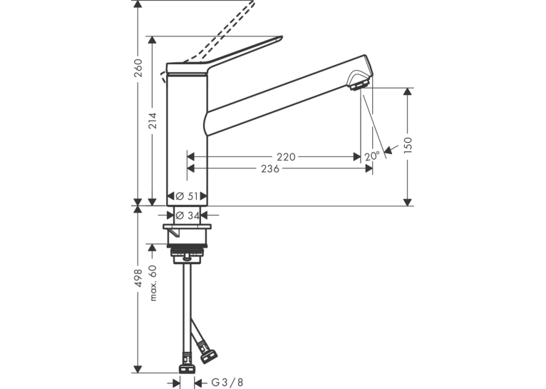 Смеситель кухонний Hansgrohe Zesis M33 150 1jet Matt Black 74802670 (Повреждённая упаковка)