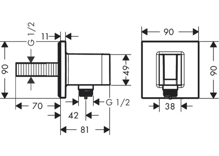 Шланговое подсоединение Hansgrohe Fixfit Porter Square, 26889670