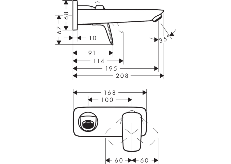 Верхня частина змішувача для раковини HANSGROHE Logis 71220000