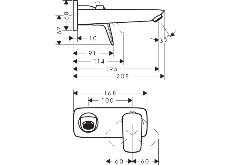 Верхня частина змішувача для раковини HANSGROHE Logis 71220000