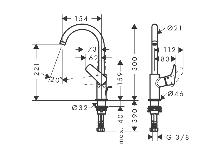 Смеситель для раковины Hansgrohe Logis (71130000)
