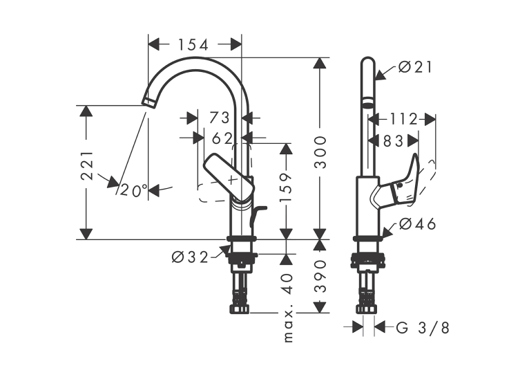 Смеситель для раковины Hansgrohe Logis (71130000)