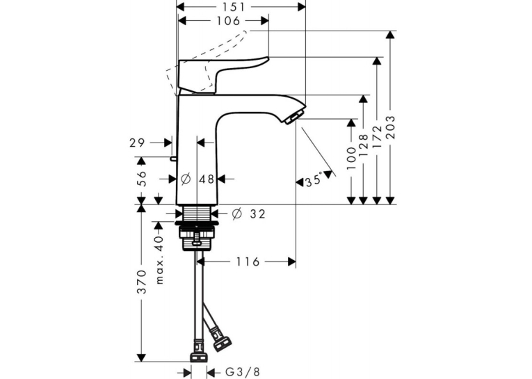 Змішувач для раковини Hansgrohe Metris, 31080000