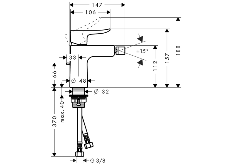 Змішувач для біде Hansgrohe Metris, 31280000