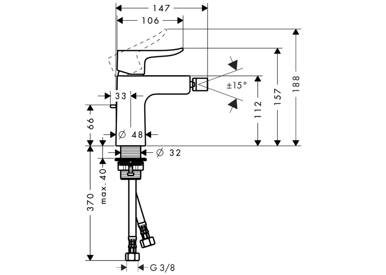 Змішувач для біде Hansgrohe Metris, 31280000
