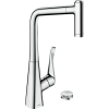 Змішувач для кухні Hansgrohe Metris Select 320 2jet з висувним зливом Sbox Chrome 73806000