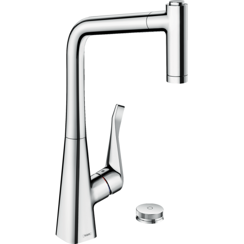 Змішувач для кухні Hansgrohe Metris Select 320 2jet з висувним зливом Sbox Chrome 73806000