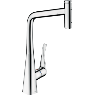 Смеситель для кухни Hansgrohe Metris Select 320 2jet с выдвижным изливом Sbox 73816000