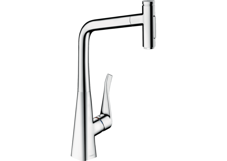 Смеситель для кухни Hansgrohe Metris Select 320 2jet с выдвижным изливом Sbox 73816000