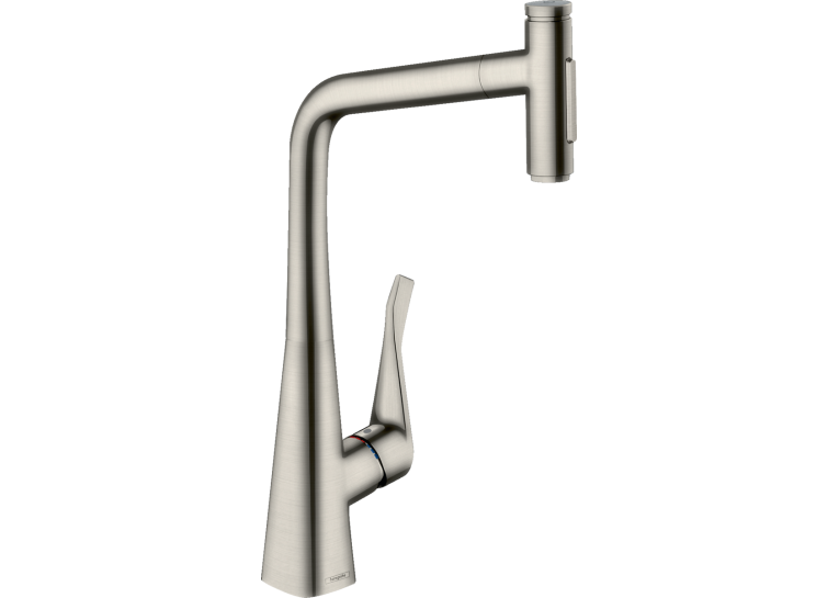Змішувач для кухні Hansgrohe Metris Select 320 2jet з висувним зливом Sbox Stainless Steel 73816800