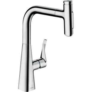 Смеситель для кухни Hansgrohe Metris Select 240 2jet с выдвижным изливом Sbox 73817000