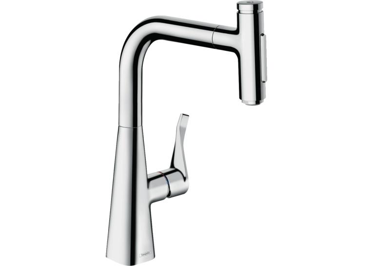 Змішувач для кухні Hansgrohe Metris Select 240 2jet з висувним зливом Sbox 73817000