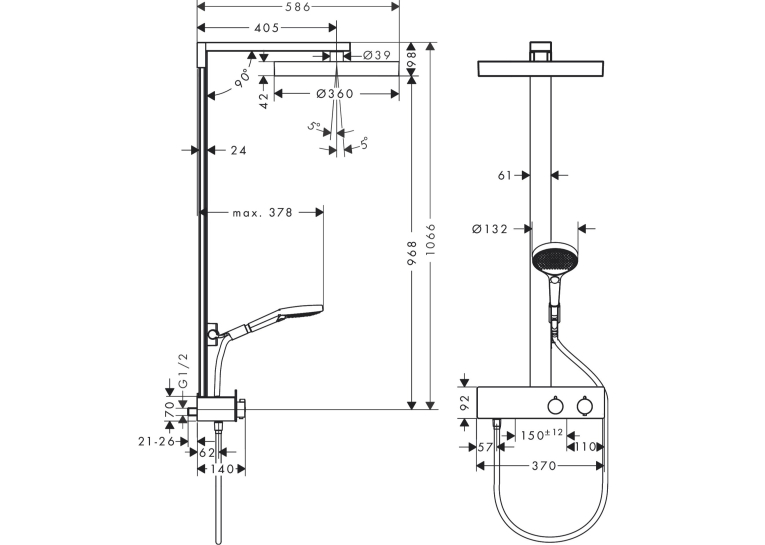 Душова система Hansgrohe Rainfinity Showerpipes Matt Black 26853670