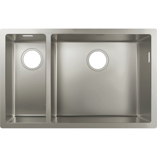 Кухонная мойка под столешницу Hansgrohe S719-U655 две чаши 180/450 Stainless Steel 43429800