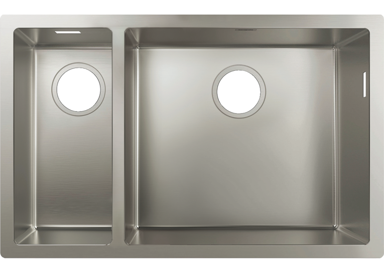 Кухонна мийка під стільницю Hansgrohe S719-U655 дві чаші 180/450 Stainless Steel 43429800