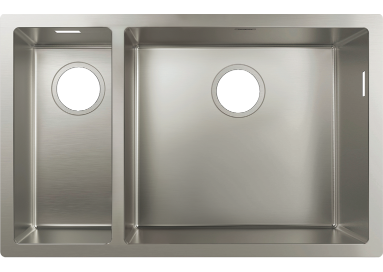 Кухонная мойка под столешницу Hansgrohe S719-U655 две чаши 180/450 Stainless Steel 43429800
