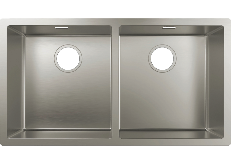 Кухонная мойка под столешницу Hansgrohe S719-U755 две чаши 370/370 Stainless Steel 43430800
