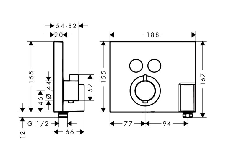 Зовнішня частина змішувача на 2 споживачі Hansgrohe ShowerSelect, 15765000