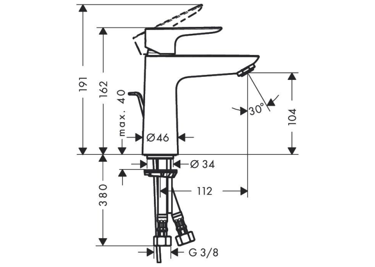  Змішувач для умивальника Hansgrohe Talis E 110 (71710670) Чорний матовий