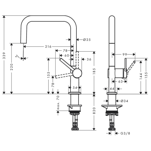 Смеситель для кухонной мойки Hansgrohe Talis M54, чёрный 72844670