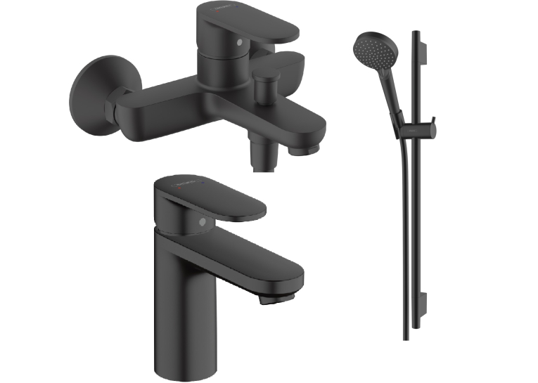 Черный набор смесителей для ванной комнаты Hansgrohe Vernis Blend 71551222