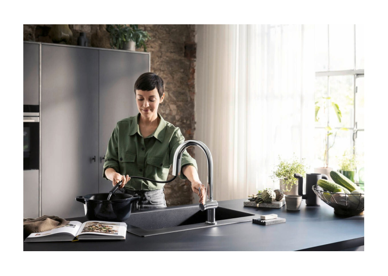 Змішувач кухонний Hansgrohe Aqittura M91 SodaSystem 210 1jet pull-out Sbox кухонний сет (76806000) Chrome