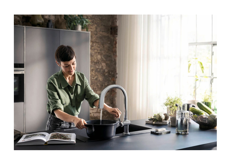 Змішувач кухонний Hansgrohe Aqittura M91 SodaSystem 210 1jet pull-out Sbox кухонний сет (76806000) Chrome