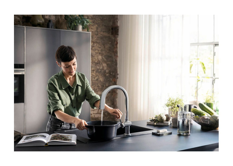 Смеситель кухонный Hansgrohe Aqittura M91 SodaSystem 210 1jet pull-out Sbox кухонный сет (76806000) Chrome