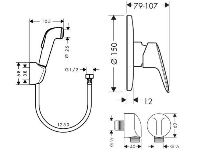 Гігієнічний набір Hansgrohe Logis 1112019 (71666000+27454000+32127000)