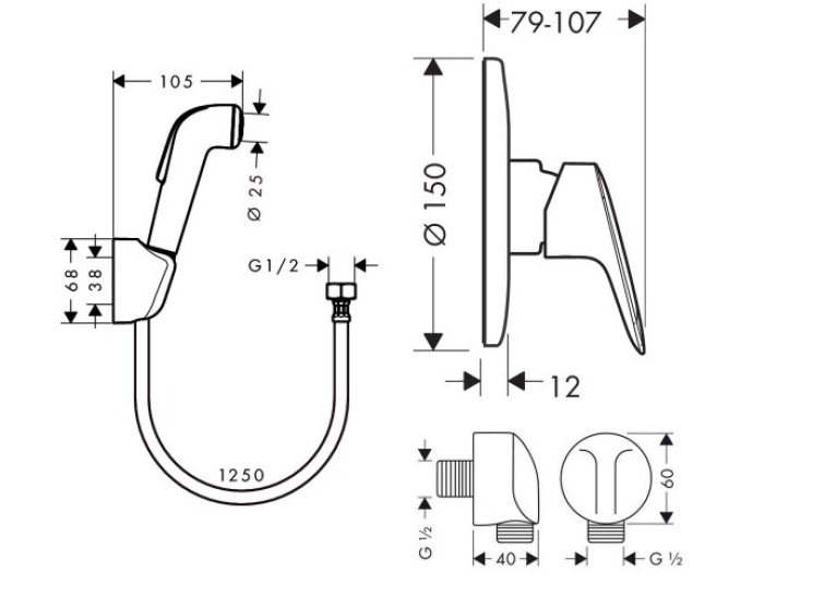 Гігієнічний набір Hansgrohe Logis 1112019 (71666000+27454000+32127000)