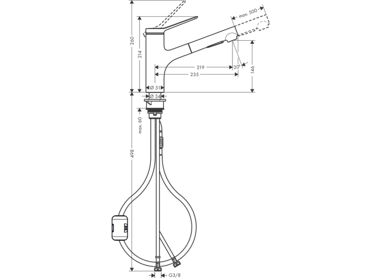 Кухонний комплект мийка із змішувачем Hansgrohe S520-F345 + Змішувач Hansgrohe Zesis M33, чорний мат 43356670