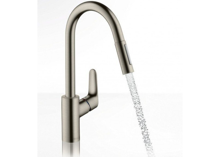 Кухонный комплект мойка со смесителем + дозатор Hansgrohe S520-F480 + Смеситель Hansgrohe Focus M41, серый камень-сталь 43358400