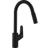 Кухонний комплект мийка із змішувачем  + дозатор Hansgrohe S520-F480 + Змішувач Hansgrohe Focus M41, Чорний графіт - Чорний мат 43358600