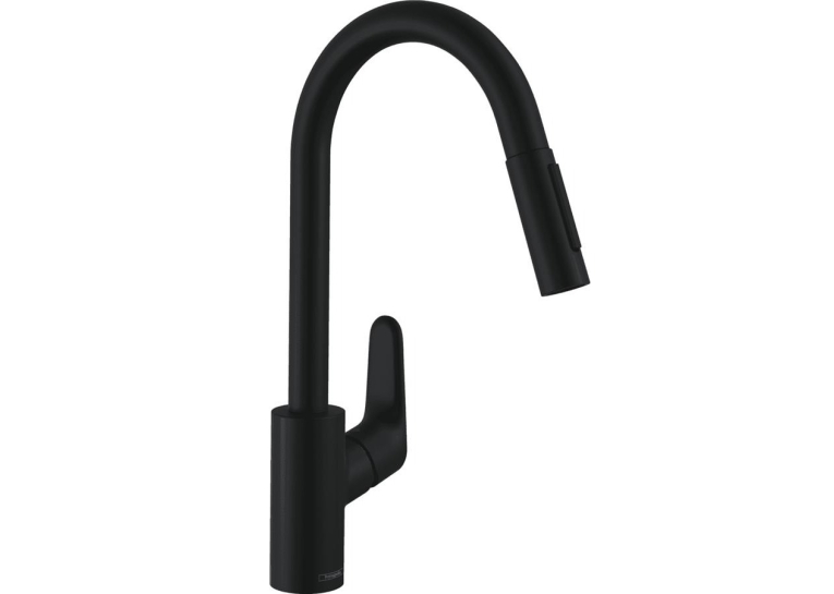 Кухонний комплект мийка із змішувачем  + дозатор Hansgrohe S520-F480 + Змішувач Hansgrohe Focus M41, Чорний графіт - Чорний мат 43358600