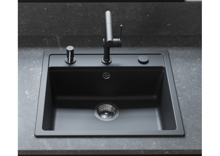 Кухонный комплект мойка со смесителем Hansgrohe S520-F510 + Смеситель Hansgrohe Talis M54, чёрный графит-чёрный 43359670