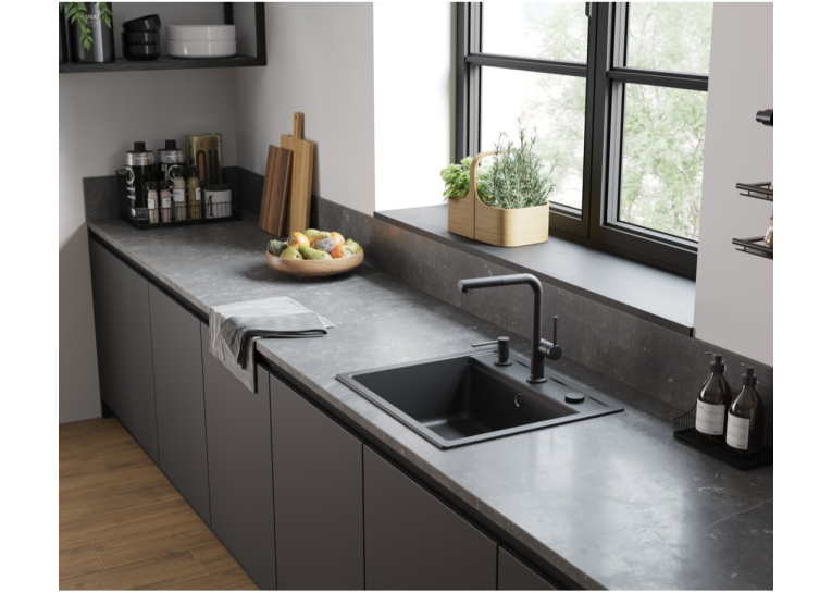 Кухонный комплект мойка со смесителем Hansgrohe S520-F510 + Смеситель Hansgrohe Talis M54, чёрный графит-чёрный 43359670